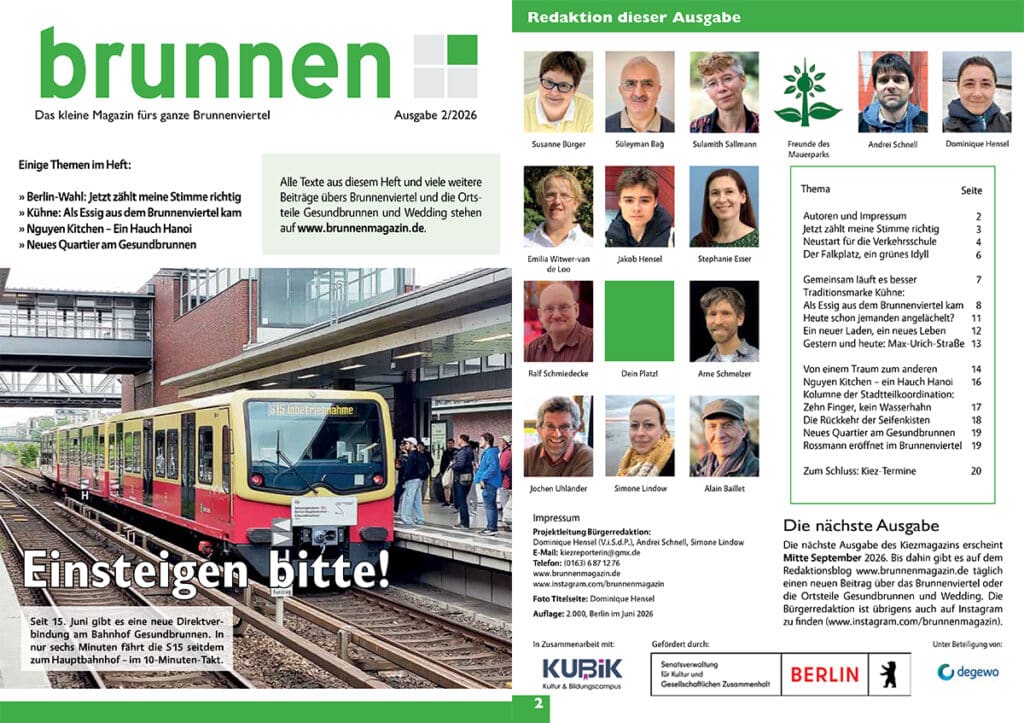 Cover des Kiezmagazins brunnen, 2/2026
