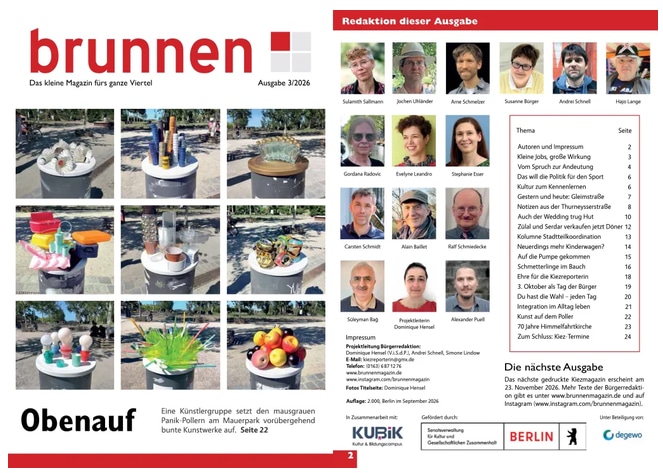 Titelbild der neusten Ausgabe des Kiezmagazins "brunnen"